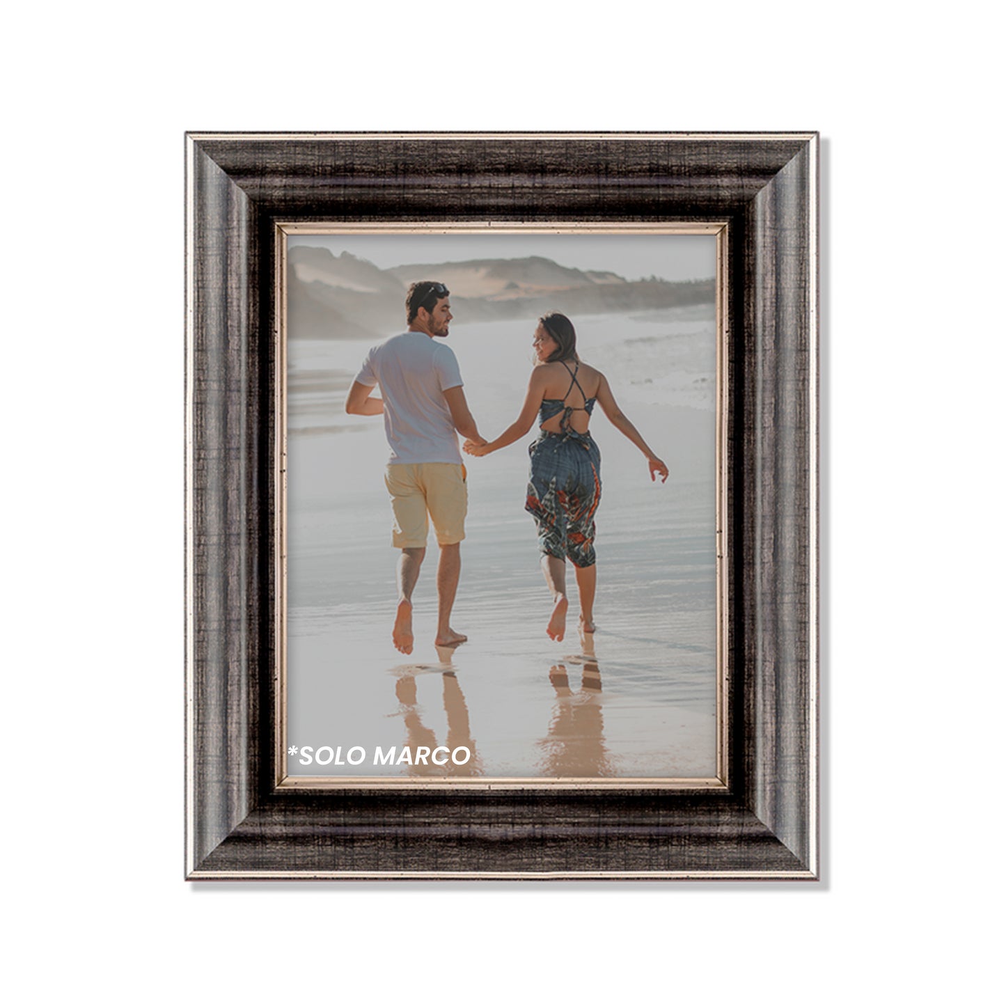 Marco tradicional con relieve Negro platinado