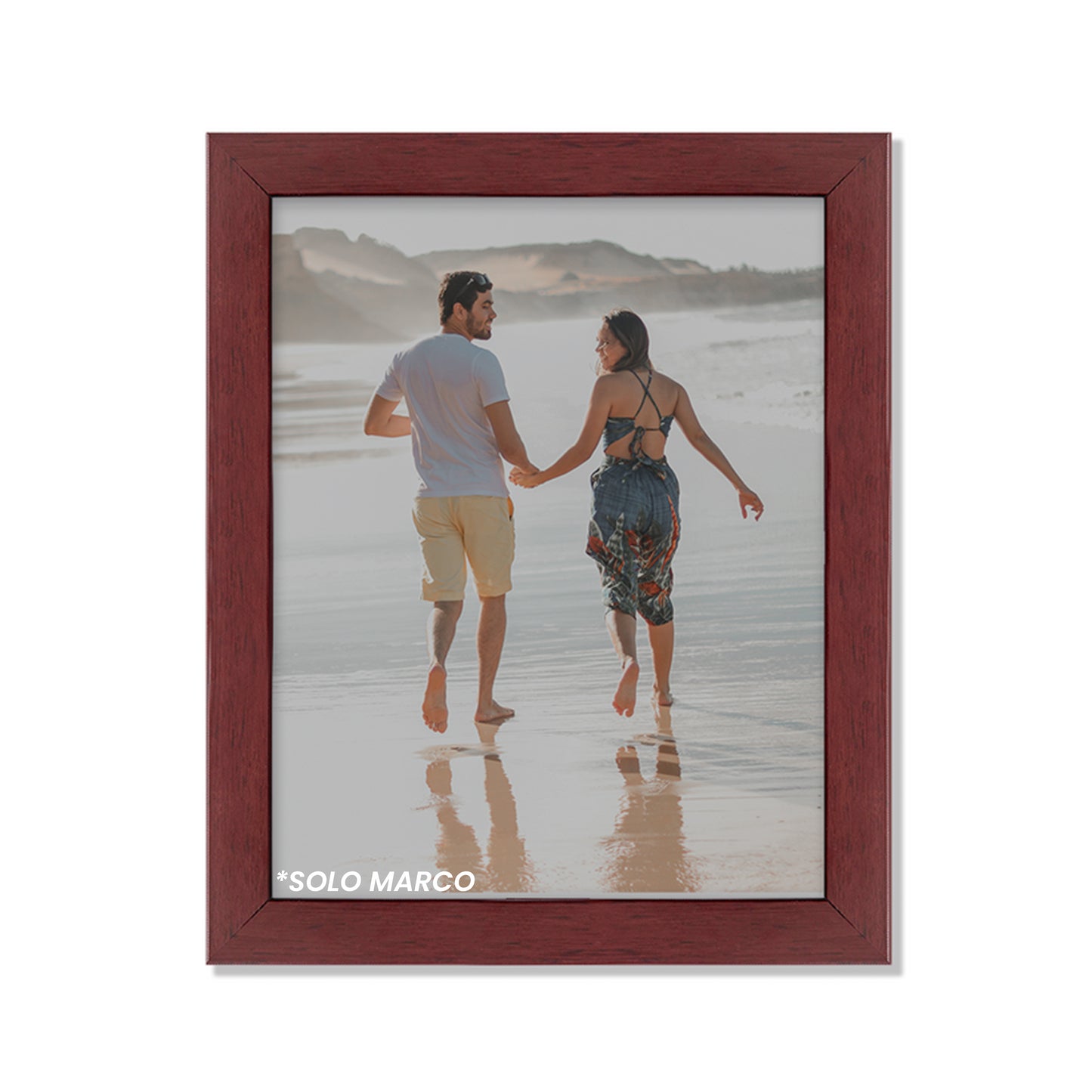 Marco tradicional plano color Caoba